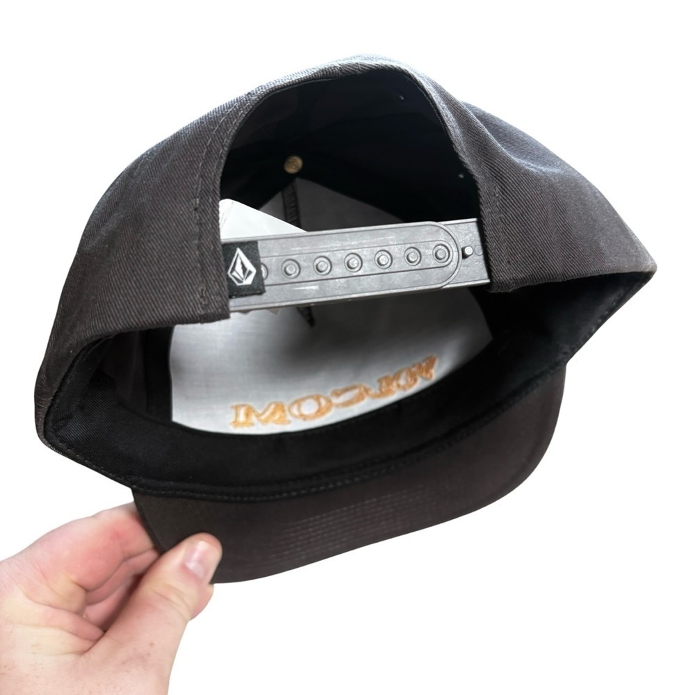 NWT Volcom Volbaige Twill Trucker Cap O/S Dark Gray & Yellow Snap Back Men's Hat - Picture 7 of 9